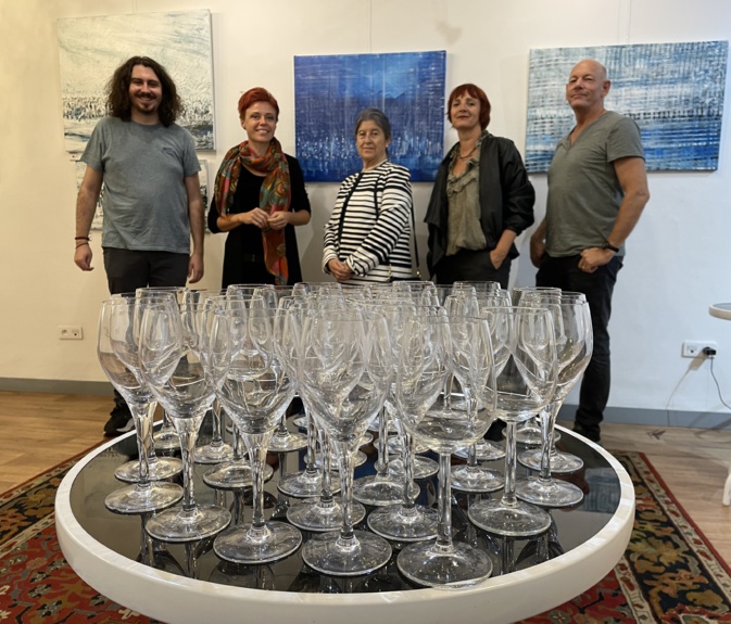 Les artistes lors du vernissage.