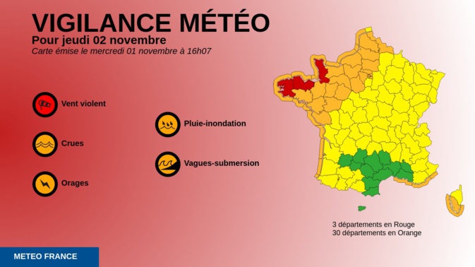 Météo : La Corse-du-Sud passe en vigilance "orange" Météo : La Corse-du-Sud passe en vigilance "orange"