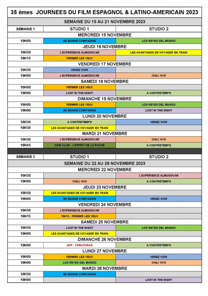 Grille de programmation du festival Espagnol de Bastia Grille de programmation du festival Espagnol de Bastia