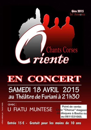 Oriente en concert le 18 avril à 21h30 au Théâtre de Furiani