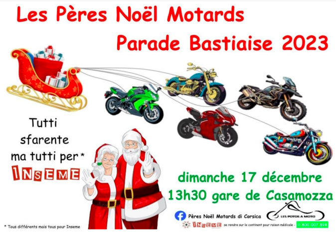 Les Pères Noël motards di Corsica et les Potos à Moto se mobilisent pour Inseme