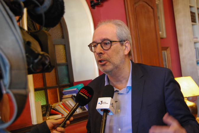 Jean Zuccarelli tenait une conférence de presse au café des Palmiers, ce dimanche © LH Jean Zuccarelli tenait une conférence de presse au café des Palmiers, ce dimanche © LH