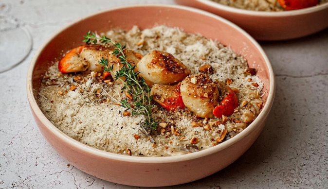 A table : risotto aux cèpes et Saint-Jacques poêlées avec #lapetitecuisinedemarie A table : risotto aux cèpes et Saint-Jacques poêlées avec #lapetitecuisinedemarie