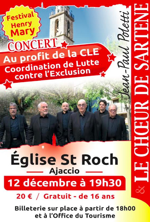 Ajaccio : Un concert de Noël caritatif avec le Chœur d'Hommes de Sartène au profit de la CLE