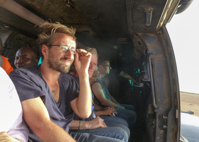 Jean-Sebastien Soldaïni, à bord d'un hélicoptère, pour un reportage au Mali © DR Jean-Sebastien Soldaïni, à bord d'un hélicoptère, pour un reportage au Mali © DR
