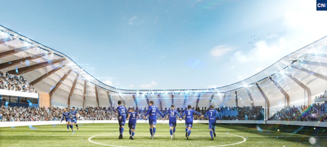 Vue d'architecte du futur stade Armand-Cesari. Vue d'architecte du futur stade Armand-Cesari.