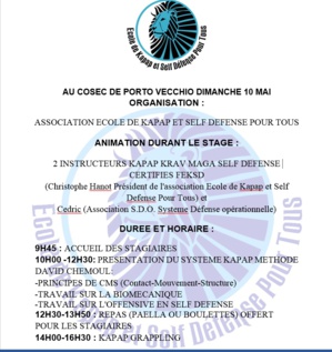 Stage de kapap au COSEC de Porto-Vecchio Stage de kapap au COSEC de Porto-Vecchio