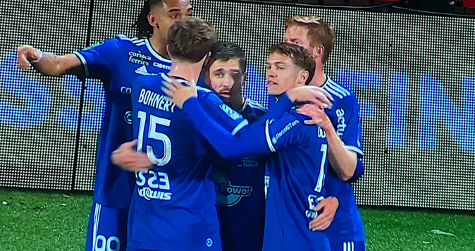 La joie des Bastiais après le but de Alfarela La joie des Bastiais après le but de Alfarela