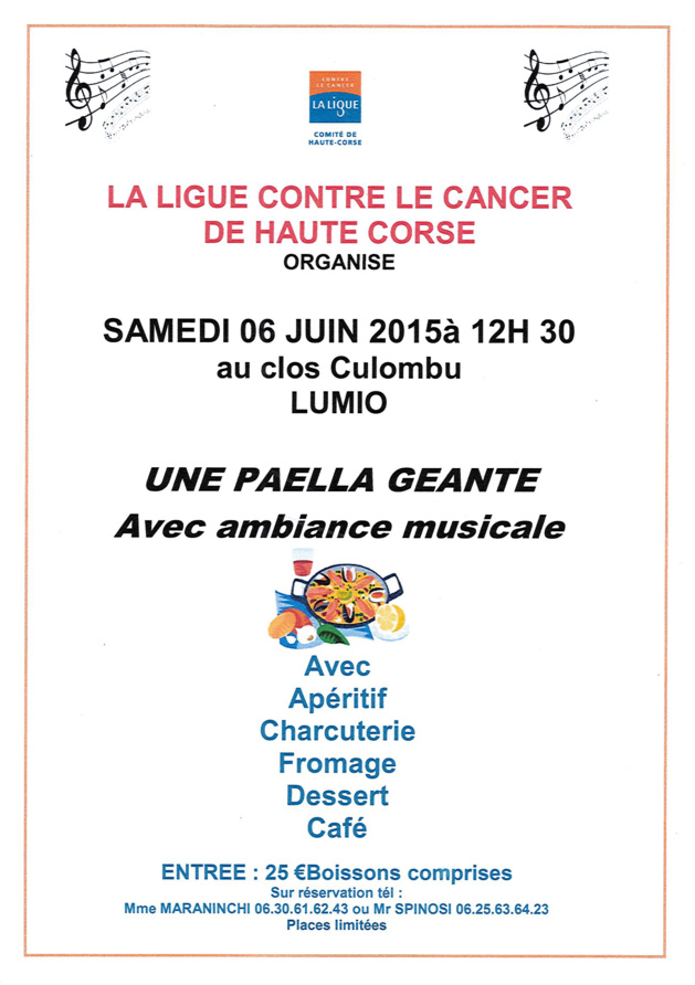 Paella géante pour la bonne cause le 6 juin au CLos Colombu Paella géante pour la bonne cause le 6 juin au CLos Colombu