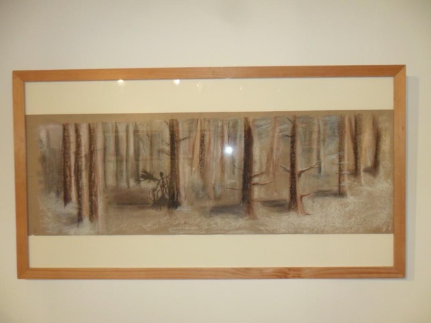 Oeuvre d'un élève adulte réalisé au pastel sec, d'après les illustrations de Ronald Curchod "Histoire d'un rêve" invité du Festival de la BD en mars 2015.