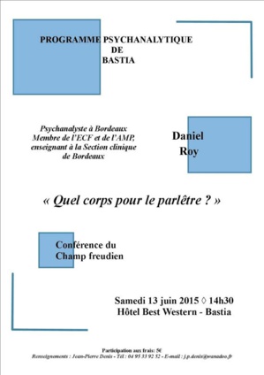 Bastia : Les rendez-vous de juin de l'association de la Cause Freudienne Restonica Bastia : Les rendez-vous de juin de l'association de la Cause Freudienne Restonica