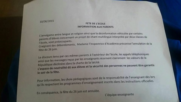 Chants en Arabe à la fête de fin d'année, enseignantes menacées : A Prunelli-di-Fium'Orbu les institutrices renoncent… Chants en Arabe à la fête de fin d'année, enseignantes menacées : A Prunelli-di-Fium'Orbu les institutrices renoncent…