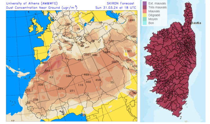 Pollution de l'air : la "brume des sables" venue du Sahara perdure en Corse Pollution de l'air : la "brume des sables" venue du Sahara perdure en Corse