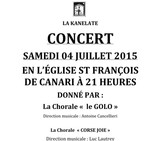 Canari : Un concert pour la restauration de Santa Maria Assunta Canari : Un concert pour la restauration de Santa Maria Assunta