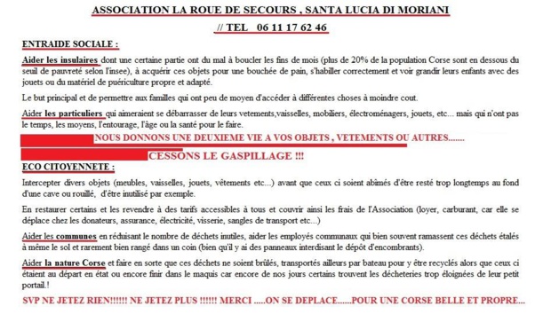 Entraide sociale et éco-citoyenneté : Les deux objectifs de "La roue de secours en Corse" Entraide sociale et éco-citoyenneté : Les deux objectifs de "La roue de secours en Corse"