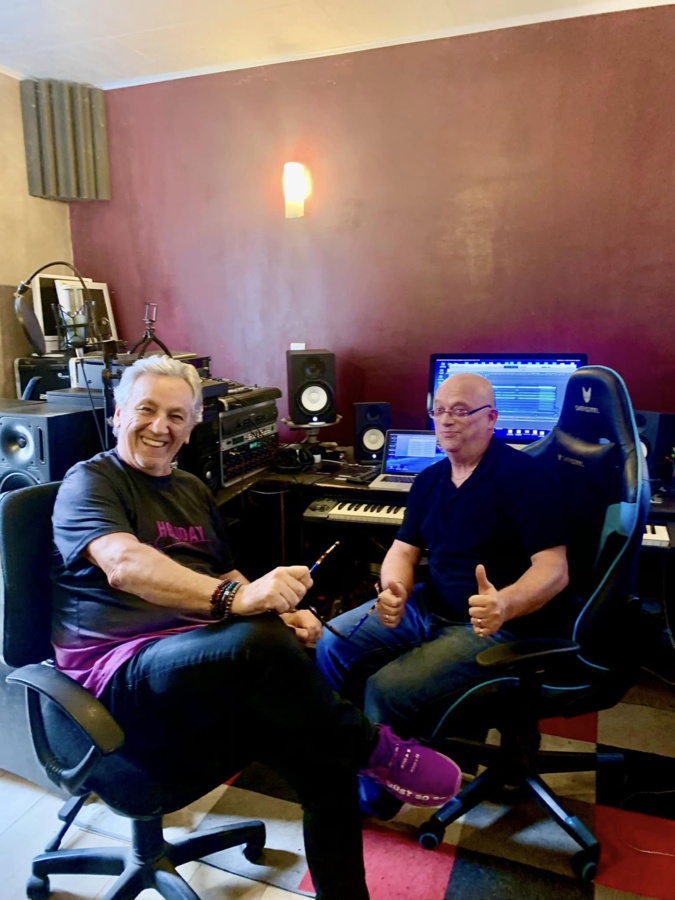 Jean-Pierre Savelli et Maurice Bastid lors des enregistrements.