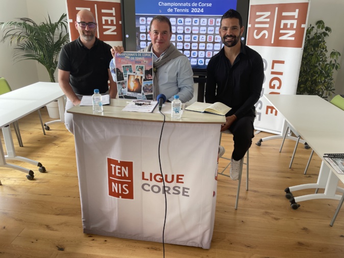 Alan Morillon, Philippe Medori et Anthony Zaru ont présenté les 38èmes championnats de Corse de tennis.