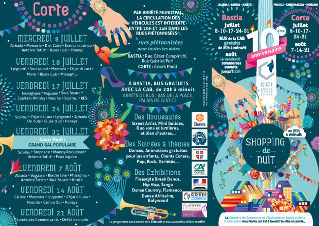 Shopping de nuit à Corte et Bastia : Tout le programme