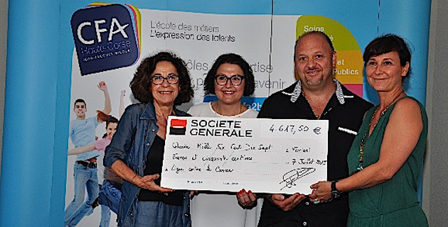 CFA de Haute-Corse : Un chèque de 4.617,50 € au comité de la ligue contre le cancer pour la vie