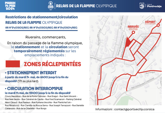Circulation, parcours, animations : ce qu'il fait savoir sur le passage de la flamme olympique à Portivechju