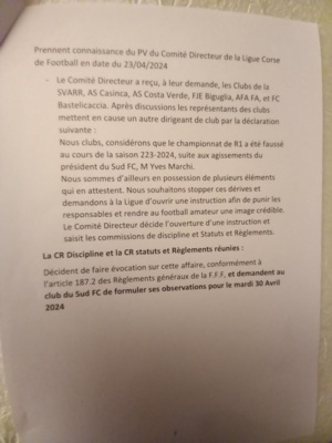 Foot - Suspicion de fraude dans le championnat de Régional 1 : le Sud FC réplique Foot - Suspicion de fraude dans le championnat de Régional 1 : le Sud FC réplique