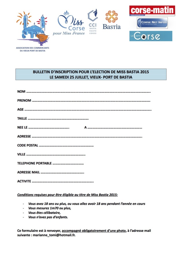 Qui sera Miss Bastia 2015 ? Qui sera Miss Bastia 2015 ?