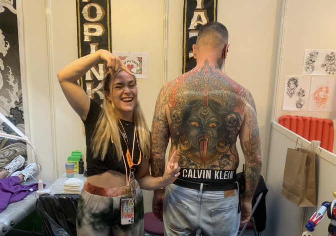 Popink, tatoueur marseillais avec sa fille Popink, tatoueur marseillais avec sa fille