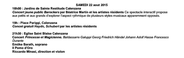 Calenzana : Musiques classique et contemporaine du 17 au 22 Août Calenzana : Musiques classique et contemporaine du 17 au 22 Août