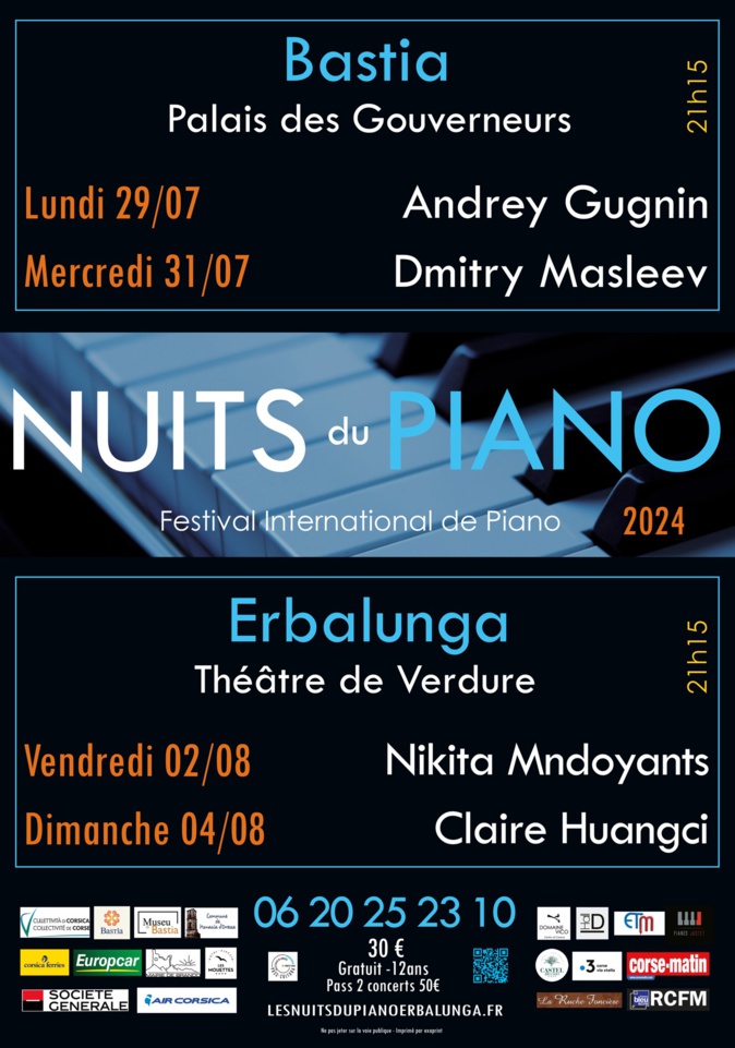 Nuits du Piano d'Erbalonga : quatre virtuoses de renom pour une 13ème édition inoubliable Nuits du Piano d'Erbalonga : quatre virtuoses de renom pour une 13ème édition inoubliable