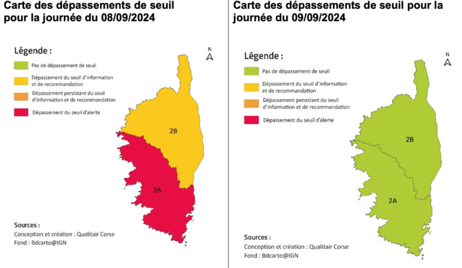 Pollution aux particules fines : l'alerte étendue à toute la Corse Pollution aux particules fines : l'alerte étendue à toute la Corse