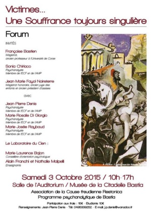 Bastia : Forum de l'Association de la Cause Freudienne "Victimes... Une souffrance toujours singulière"