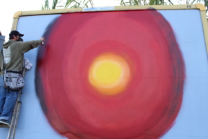 9H. L'oeuvre de Yann le Borgne prend forme. Crédit photo : LS 9H. L'oeuvre de Yann le Borgne prend forme. Crédit photo : LS