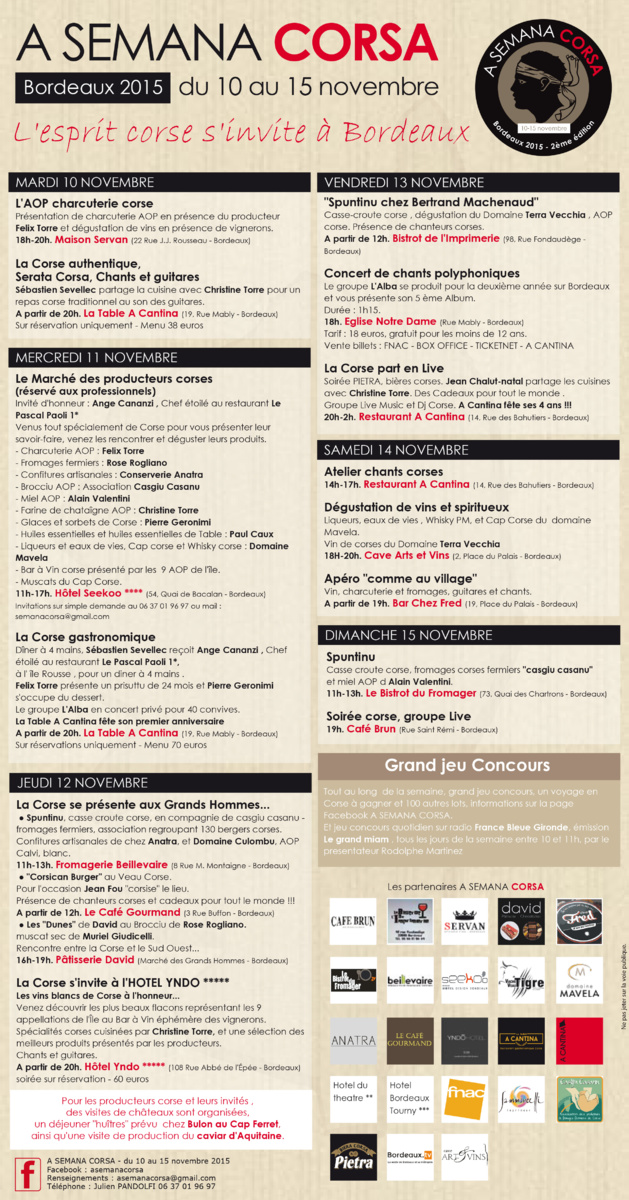 L'esprit corse s'invite à Bordeaux du 10 au 15 novembre L'esprit corse s'invite à Bordeaux du 10 au 15 novembre