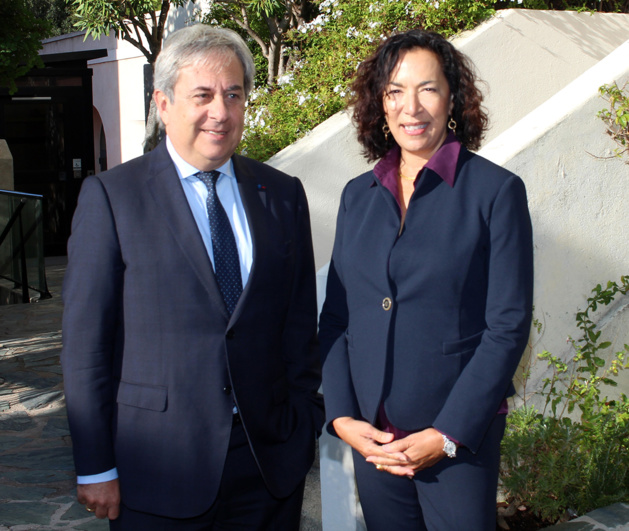 Ange Santini, maire de Calvi et Monique Quesada, consul général des Etat-Unis ppour le Sud de la France