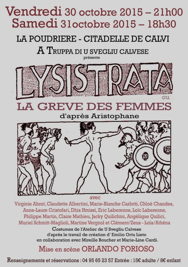 “Lysistrata ou la grève des femmes” les 30 et 31 octobre à la Poudrière de Calvi 