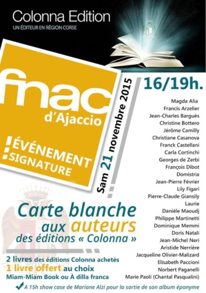 Les Editions Colonna s'exposent à la FNAC Ajaccio Les Editions Colonna s'exposent à la FNAC Ajaccio