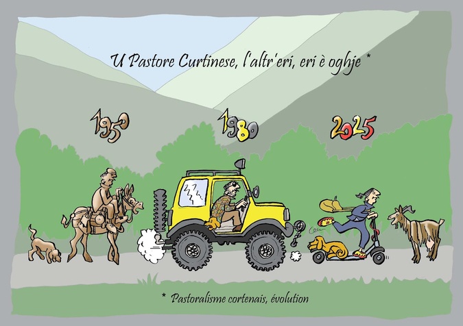 Le dessin de Battì : u pastore curtinese, l'altr'eri, eri è oghje… Le dessin de Battì : u pastore curtinese, l'altr'eri, eri è oghje…