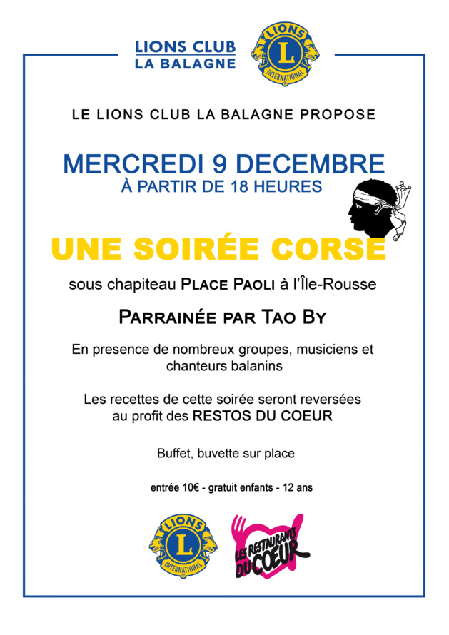 Le Lions Club la Balagne solidaire des Restos du cœur Le Lions Club la Balagne solidaire des Restos du cœur