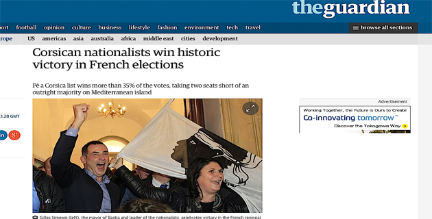 La presse internationale souligne la victoire des Nationalistes corses