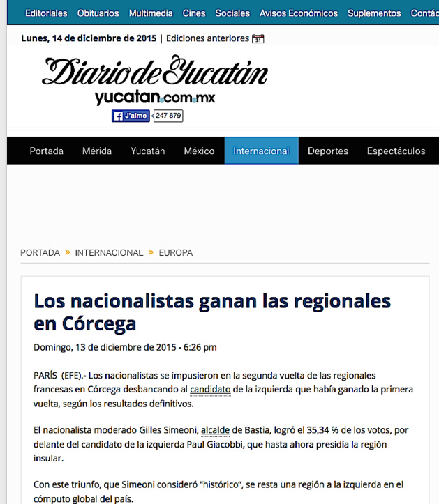 La presse internationale souligne la victoire des Nationalistes corses La presse internationale souligne la victoire des Nationalistes corses