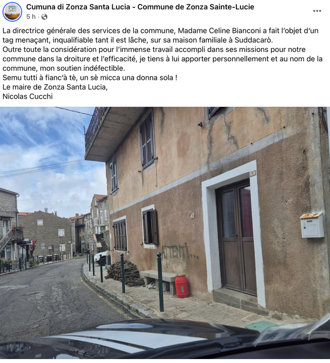 Sollacaro : "attenti", un tag retrouvé à sur la maison de la DGS de la commune de Sainte-Lucie de Porto-Vecchio Sollacaro : "attenti", un tag retrouvé à sur la maison de la DGS de la commune de Sainte-Lucie de Porto-Vecchio