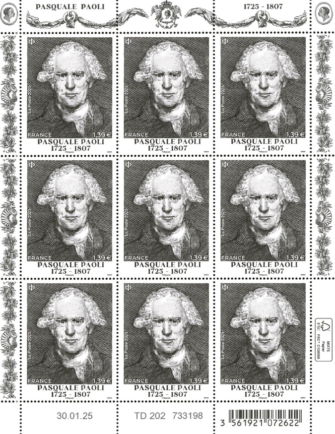 La Poste célèbre les 300 ans de la naissance de Pasquale Paoli avec un timbre inédit La Poste célèbre les 300 ans de la naissance de Pasquale Paoli avec un timbre inédit