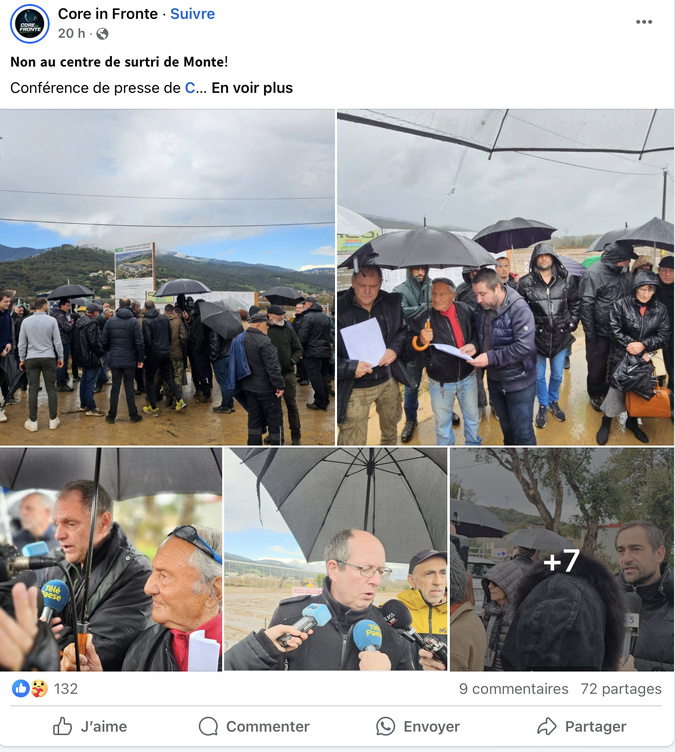 Monte : Core in Fronte et le collectif "Piaghja di Golu" demandent l’arrêt immédiat des travaux du centre de surtri Monte : Core in Fronte et le collectif "Piaghja di Golu" demandent l’arrêt immédiat des travaux du centre de surtri