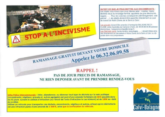 Communauté de communes Calvi-Balagne : Guerre contre l'incivisme Communauté de communes Calvi-Balagne : Guerre contre l'incivisme