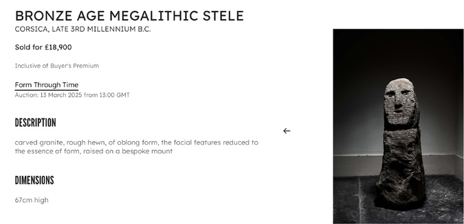 Une statue-menhir de Filitosa a-t-elle été vendue aux enchères à Londres ? Une statue-menhir de Filitosa a-t-elle été vendue aux enchères à Londres ?