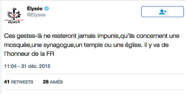 François Hollande et le lieu de prière d'Ajaccio : "Ces gestes-là ne resteront jamais impunis"