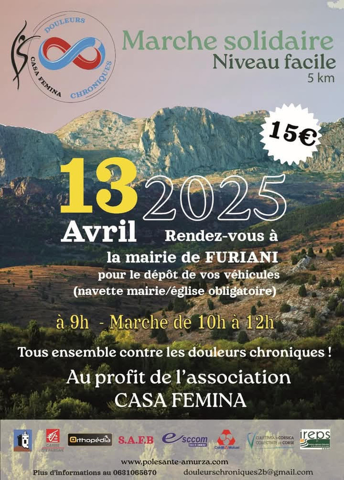 Furiani : une marche solidaire pour soutenir les malades atteints de douleurs chroniques Furiani : une marche solidaire pour soutenir les malades atteints de douleurs chroniques