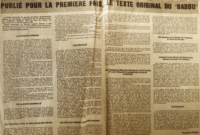 La Constitution de Paoli : le texte originel publié pour la première fois dans son intégralité en octobre… 1976 La Constitution de Paoli : le texte originel publié pour la première fois dans son intégralité en octobre… 1976