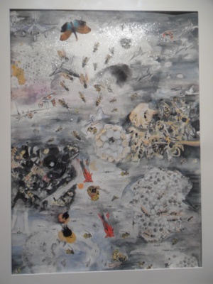 Hyménoptères, technique mixte sur papier, avec inclusion d'insectes, de papillons... Hyménoptères, technique mixte sur papier, avec inclusion d'insectes, de papillons...