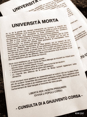 Università morta et et rassemblement à Corte à l'initiative de la CGC